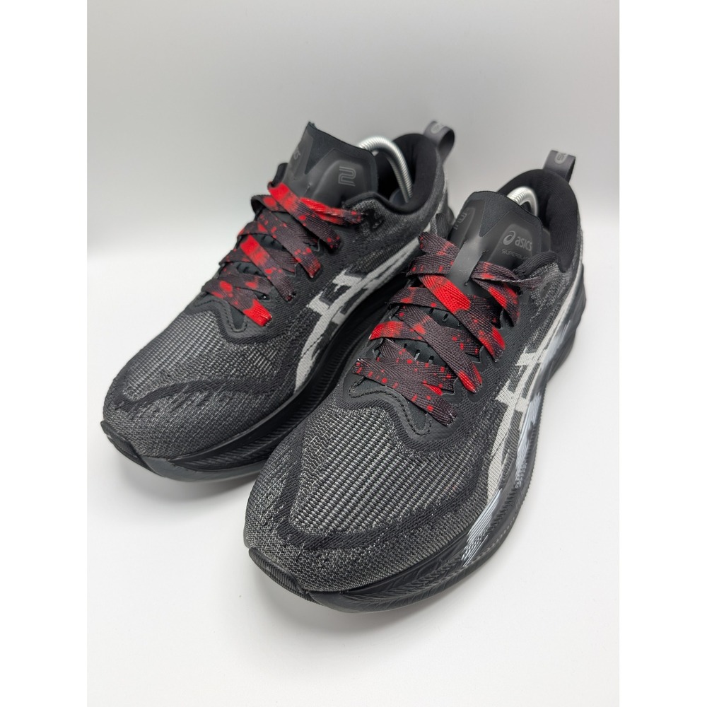 Asics Superblast 2 Running Shoes Black Grey Red Laces Mens Trainers 1011B840